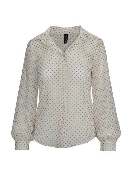 IZ NAIZ Blouse Wit, met bruine stippen