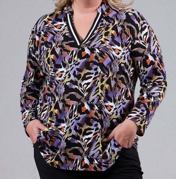 MAGNA Viscose V-hals Shirt Paars