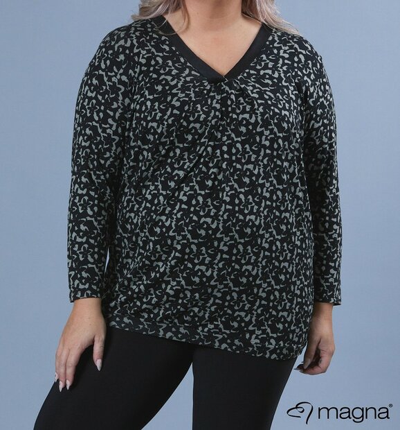 MAGNA Viscose V-hals Shirt Zwart