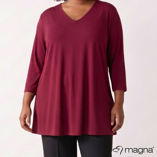 MAGNA Lang shirt Wine Rood