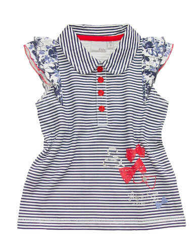 Blue Seven Hemd Meisjes Donkerblauw/Wit, maat 98