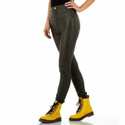 Leder-Look Broek Dames Donkergroen, maat 36