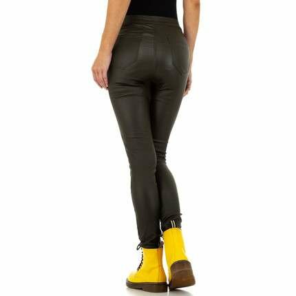 Leder-Look Broek Dames Donkergroen, maat 36