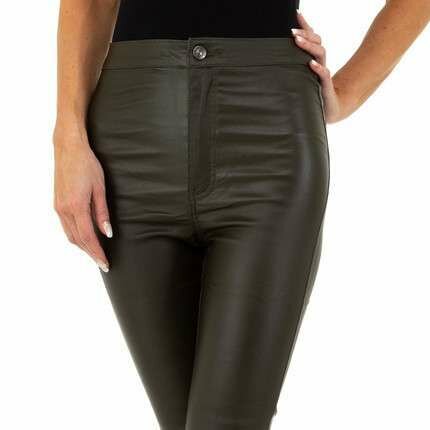 Leder-Look Broek Dames Donkergroen, maat 36