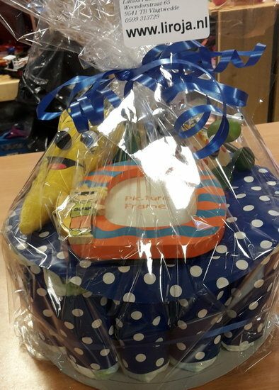 Luiertaart Blauw met Witte Stippen