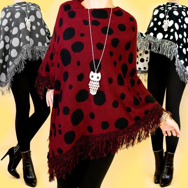 Poncho Grijs / Zalmroze