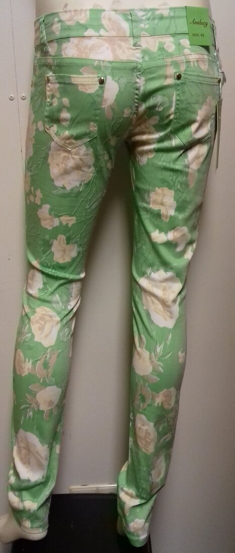 Jeans Bloemen Mintgroen, maat 36