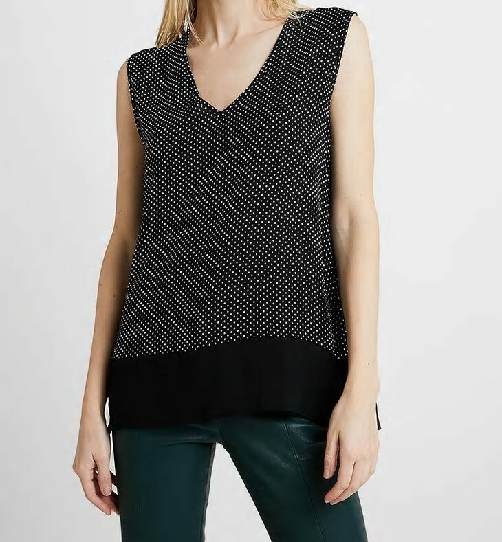 BLUE SEVEN Top Zwart / Witte stippen