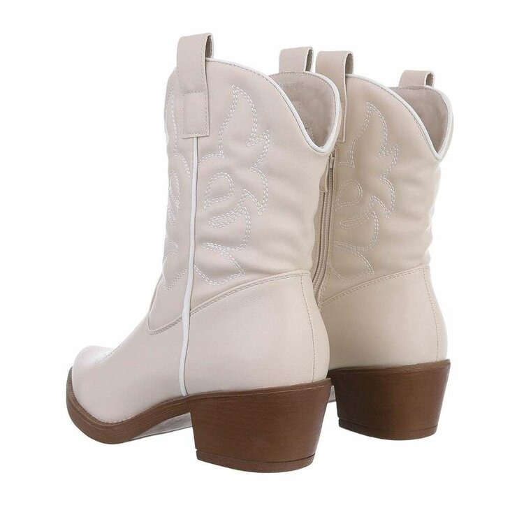 Western Biker Boots Dames Beige 