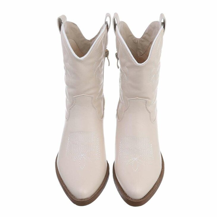 Western Biker Boots Dames Beige 