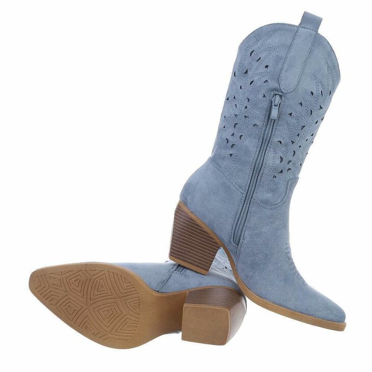 Western Biker Boots Dames Suede Blue