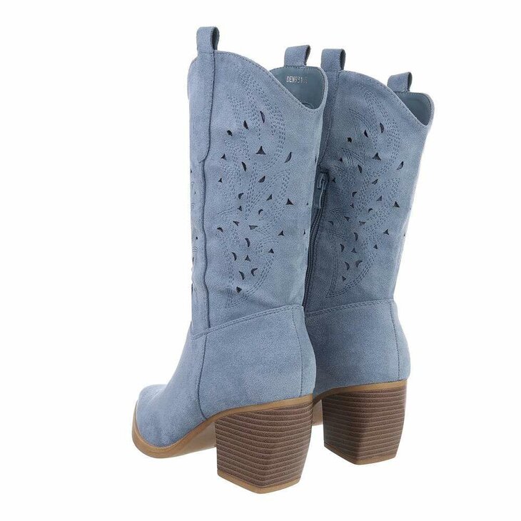 Western Biker Boots Dames Suede Blue