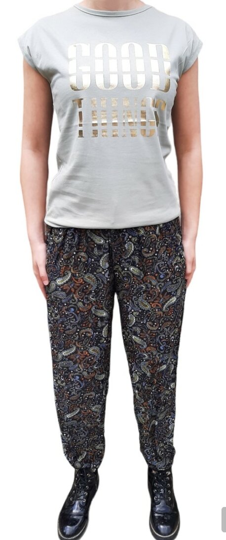 Dames Broek Zwart met print, ONE SIZE