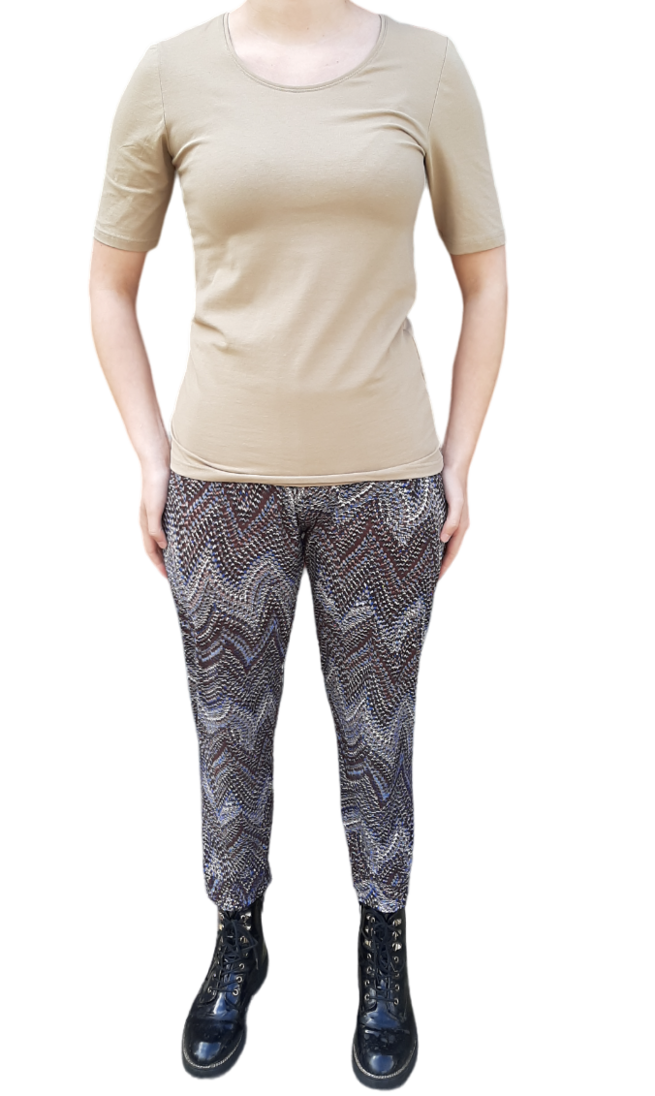 Dames Broek Bruin + Print, ONE SIZE