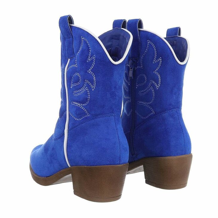 Western Biker Boots Dames Suede Kobalt Blauw