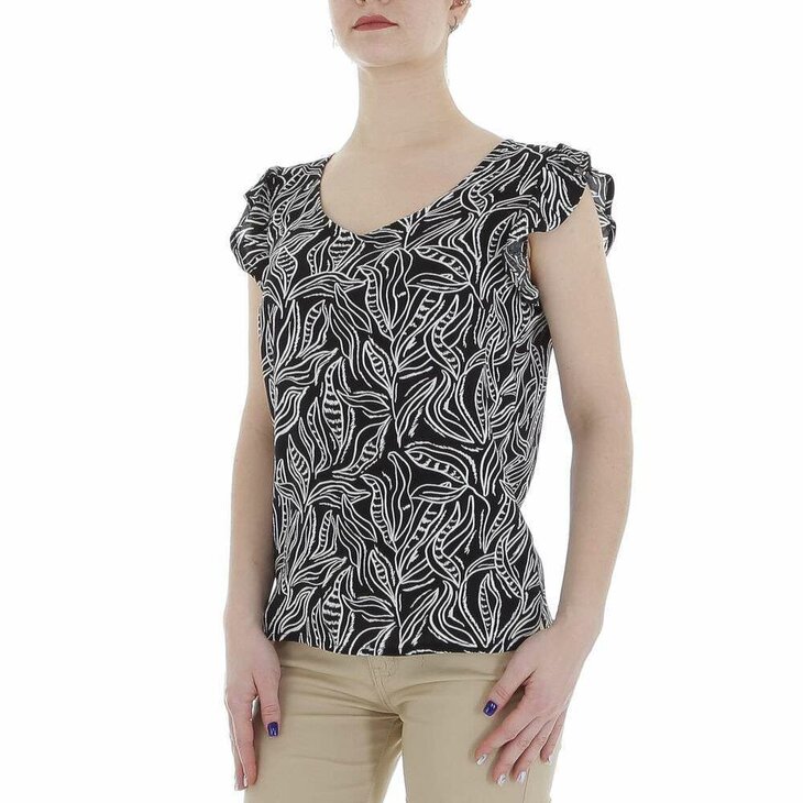 Hemd / Top Dames Bloemen Zwart