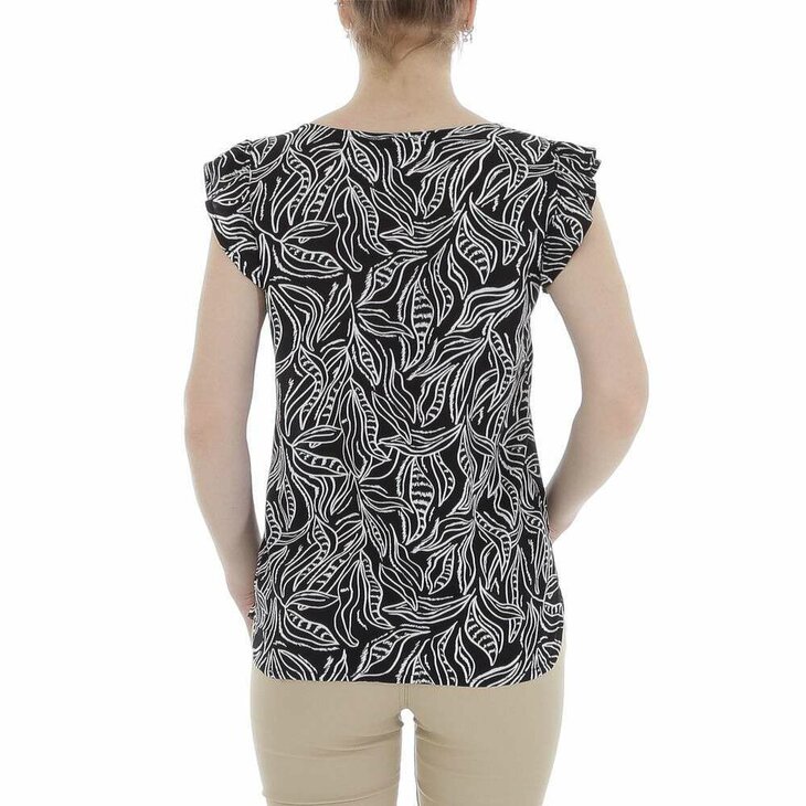 Hemd / Top Dames Bloemen Zwart