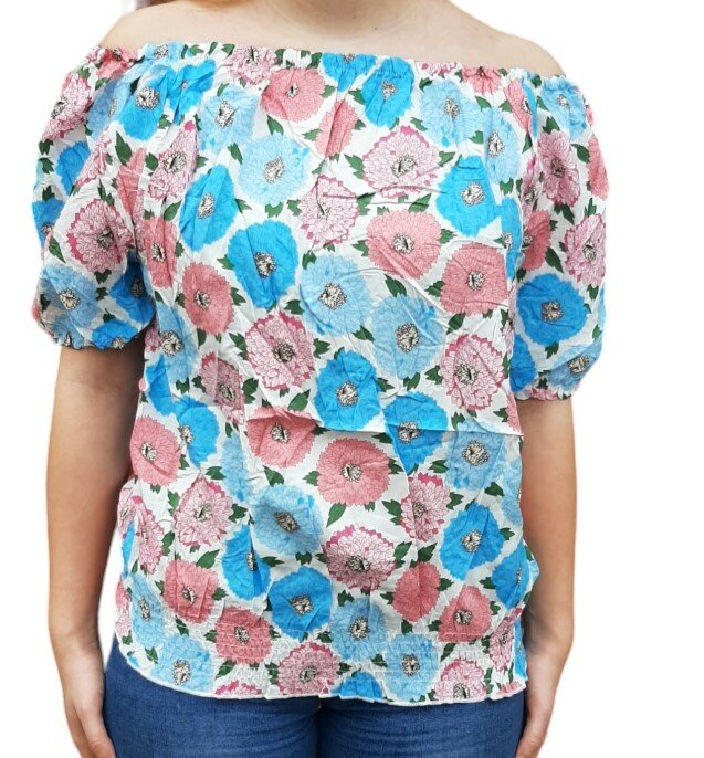  Tshirt Dames Bloemen Blauw