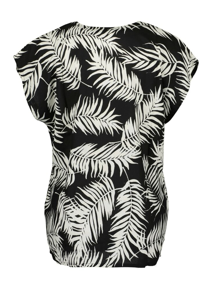 BLUE SEVEN Bloemen Tshirt Zwart/Beige