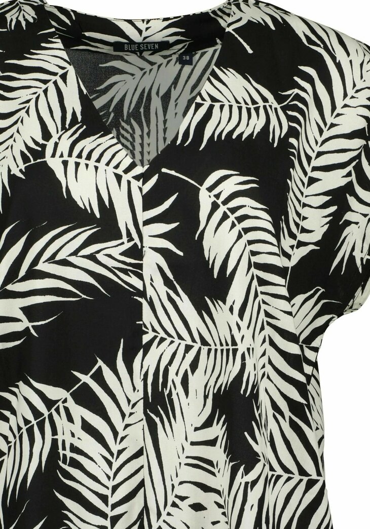 BLUE SEVEN Bloemen Tshirt Zwart/Beige