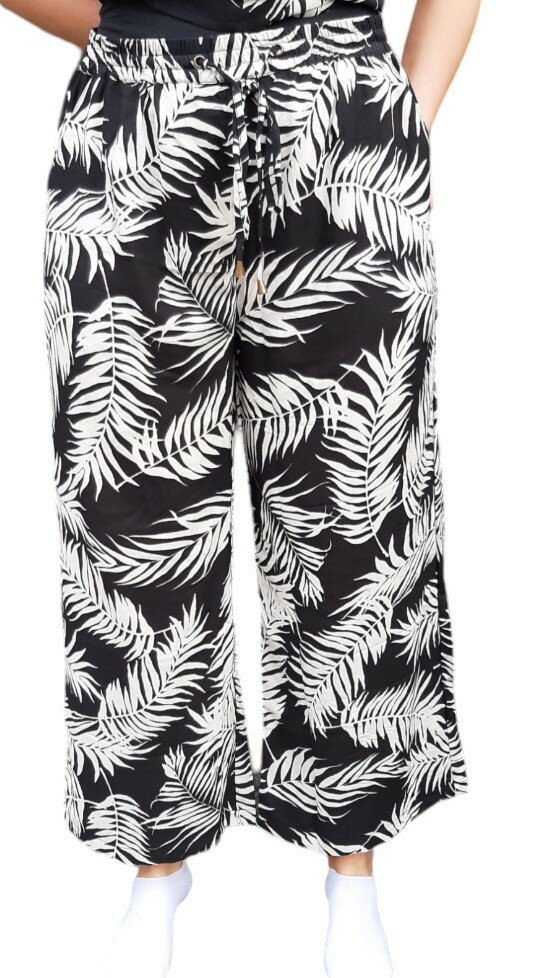 BLUE SEVEN Bloemen broek Zwart/Beige