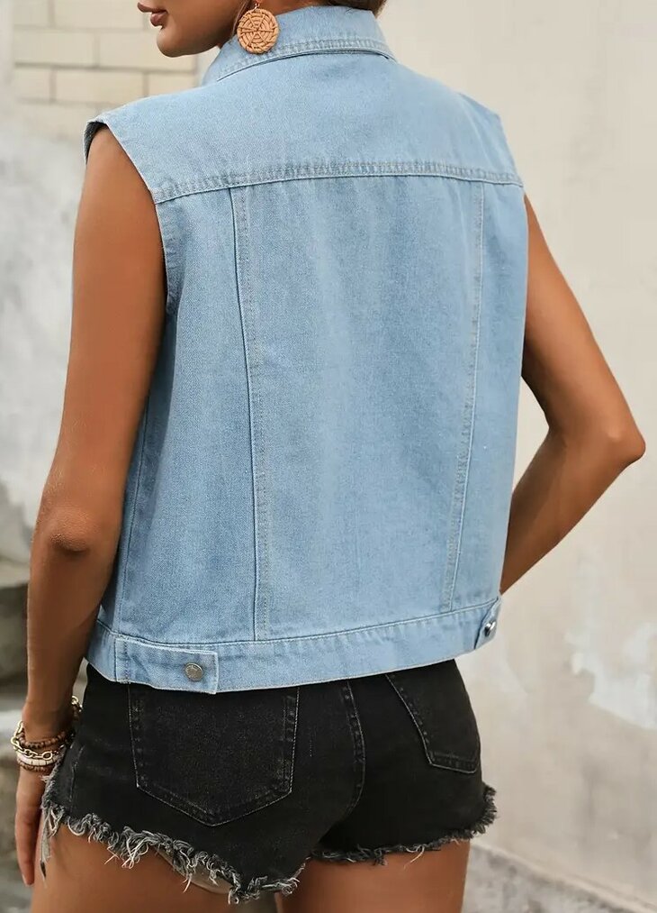 Spijkergilet Dames Lichtblauw