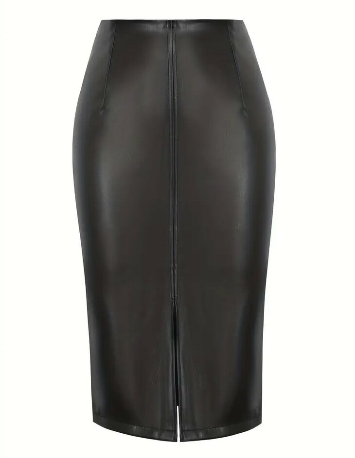 PU Kokerrok Leer Zwart