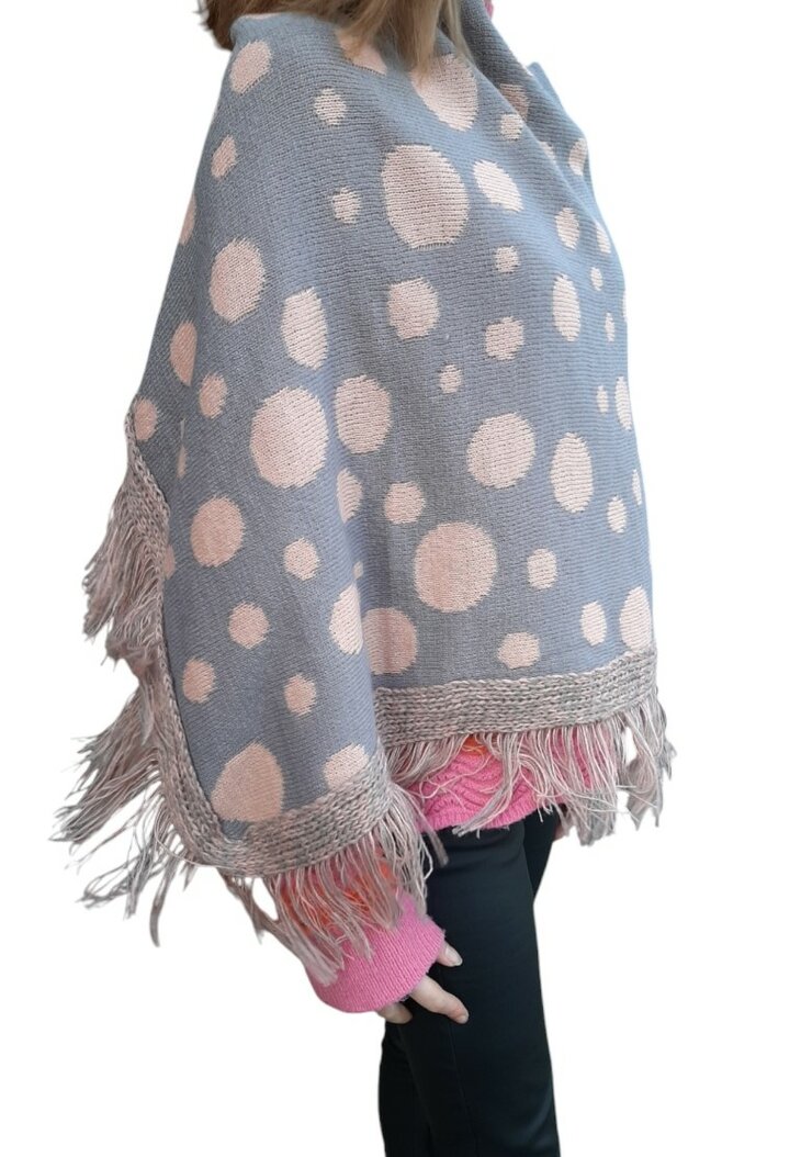 Poncho Grijs / Zalmroze