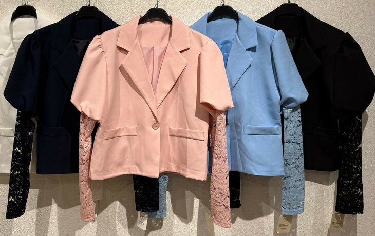 Colbert met kanten mouwen Roze, ONE SIZE