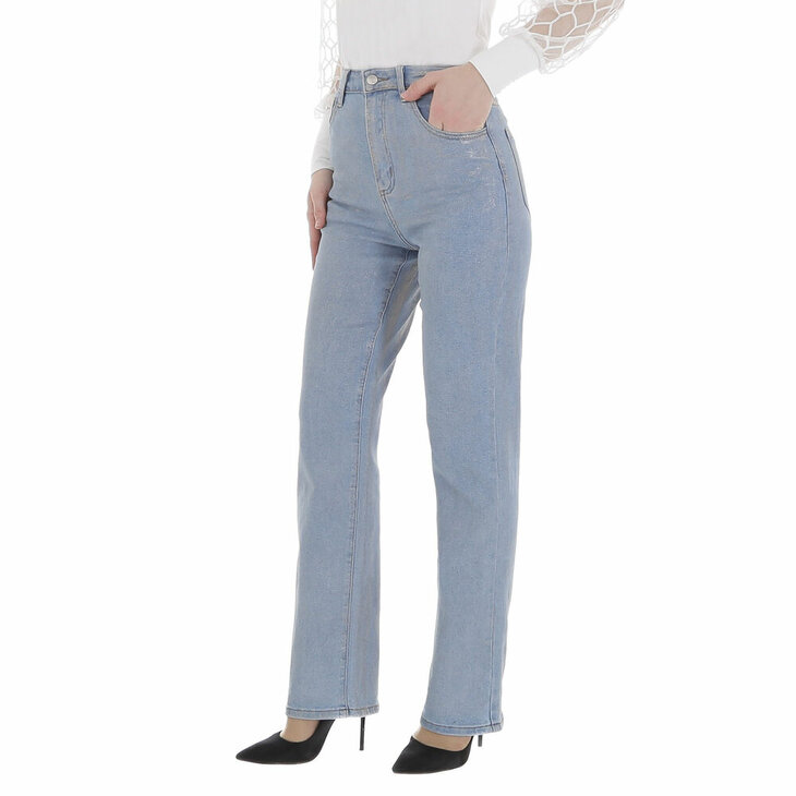 Wijde Jeans Blauw, met glans