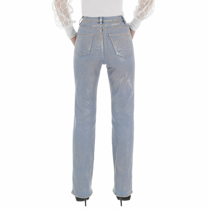 Wijde Jeans Blauw, met glans