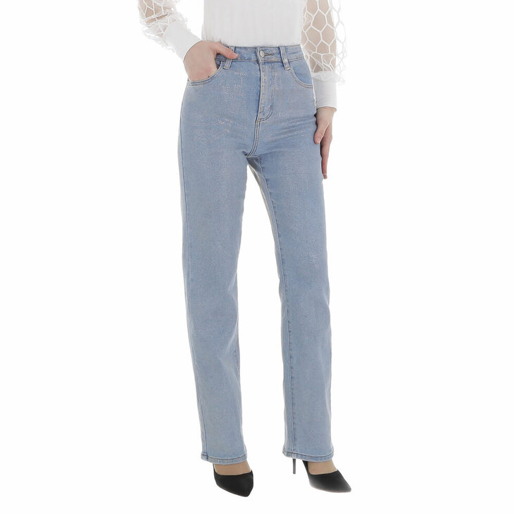 Wijde Jeans Blauw, met glans