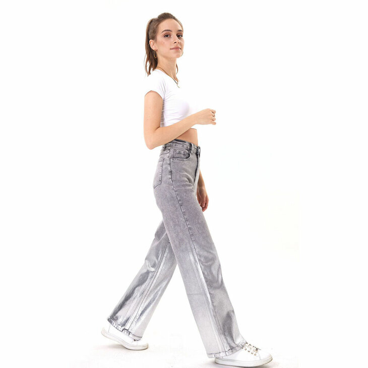 Wijde jeans Dames Grijs