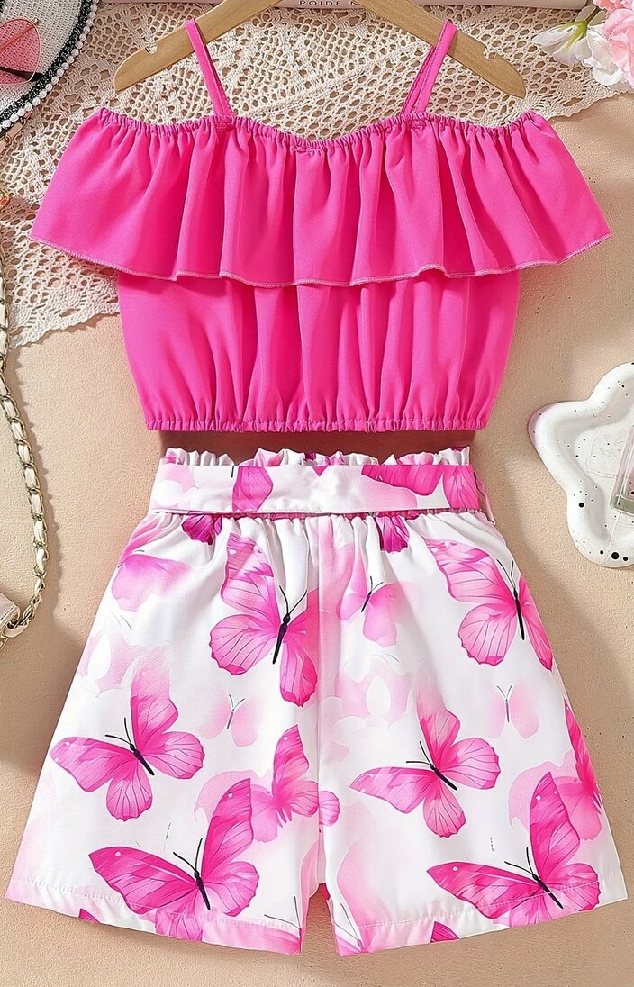 2 delig setje Short + Top Pink