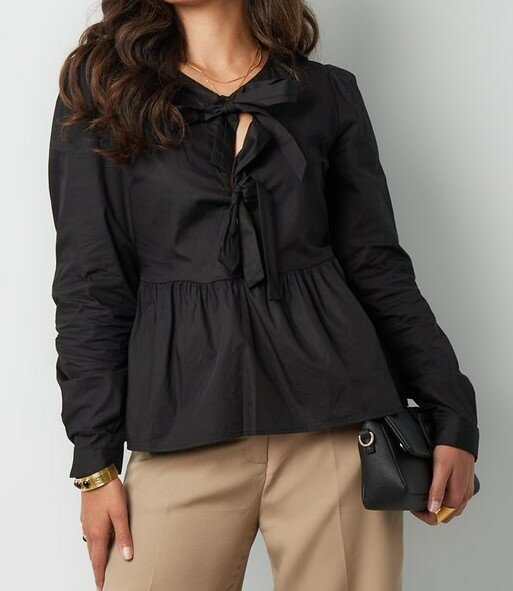 Blouse met STRIKJES Zwart, maat M