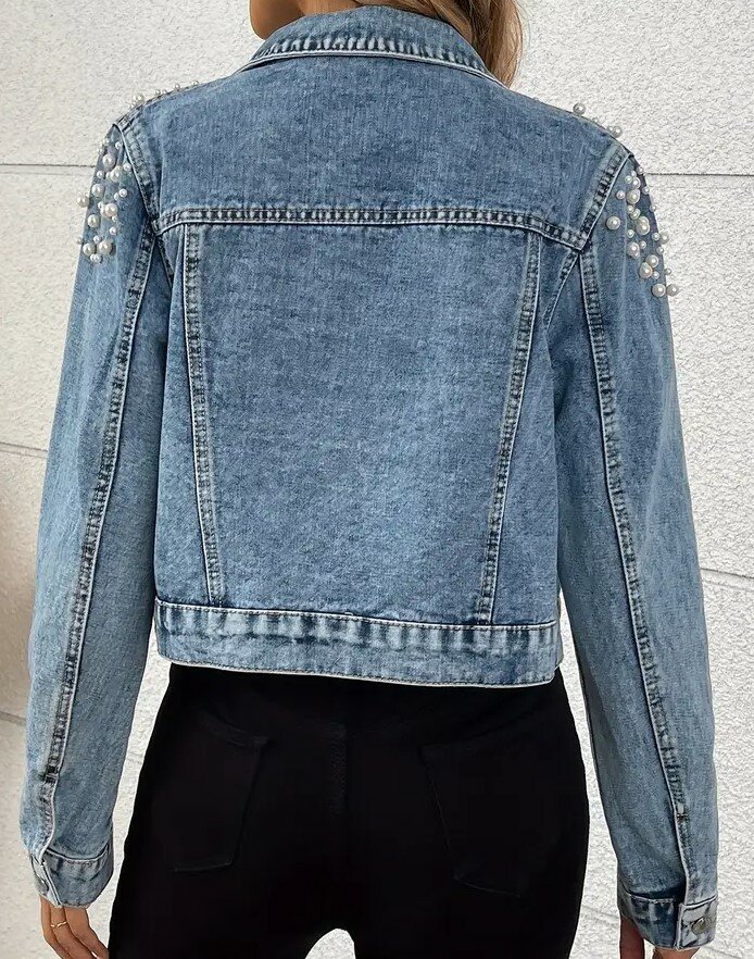 Spijkerjack met Parels