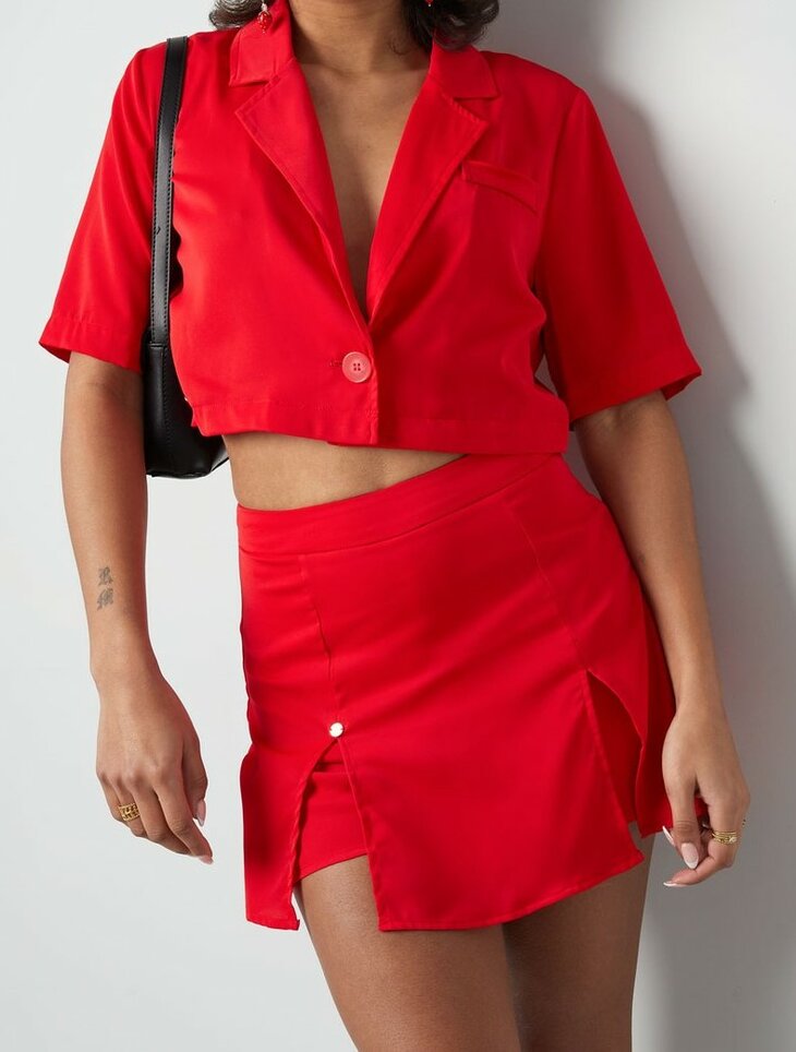 Pastel Basic Cropped Blazer ROOD