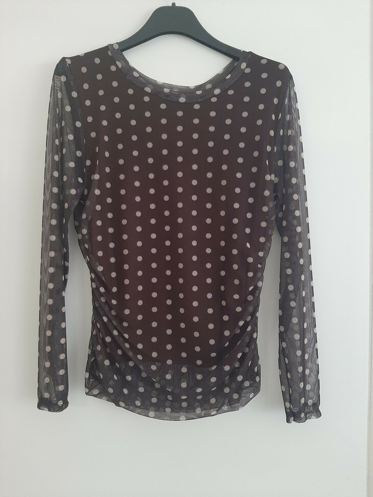 Bruin Shirt met Stippen, maat One Size