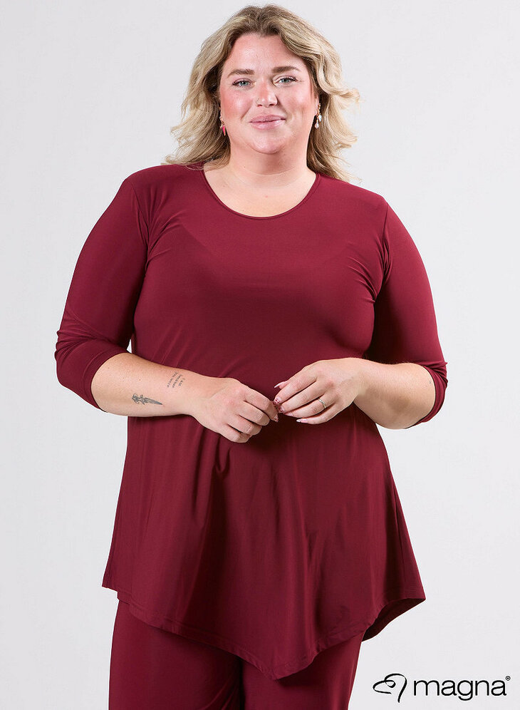 MAGNA Lang shirt Wine Rood