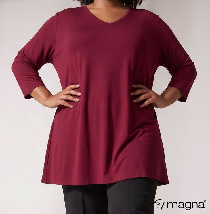 MAGNA Lang shirt Wine Rood